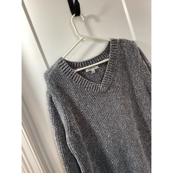 Orvis Women's Chunky Knit V Neck Chenille Pullover Sweater Winter Gray Size XXL - Picture 2 of 8